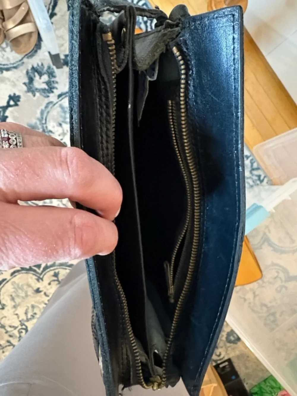 Black Leather Shoulder Bag | Vintage Korea
